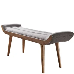 Wohnen Gepolsterte Sitzbank in Grau Stoffbezug - Dattilon