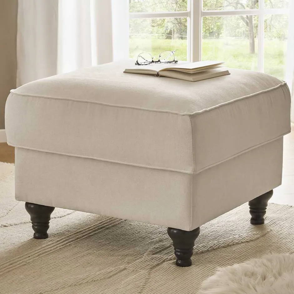 Gepolsterter Hocker im Vintage Landhaus Look - Merandes^Wohnen