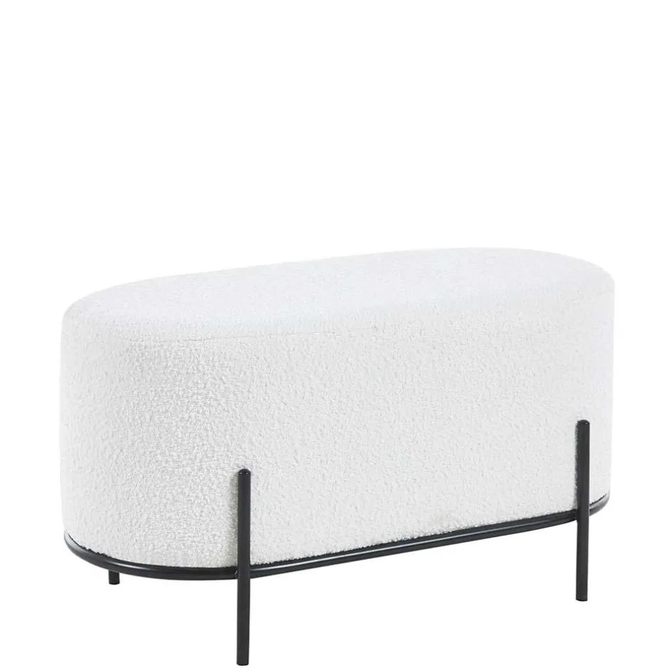 Gepolsterter Hocker in Oval mit Boucle Bezug - Cady^Wohnen