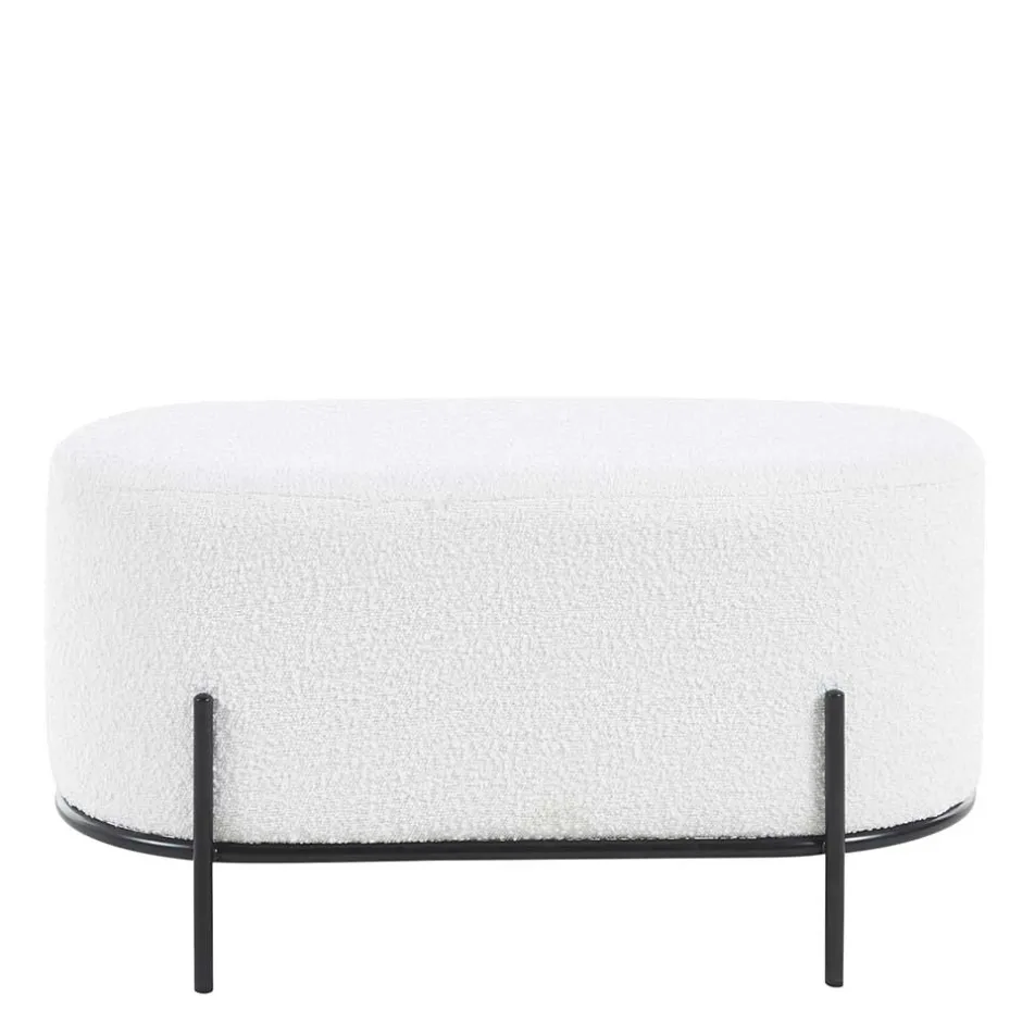 Gepolsterter Hocker in Oval mit Boucle Bezug - Cady^Wohnen