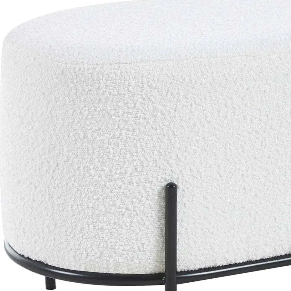 Gepolsterter Hocker in Oval mit Boucle Bezug - Cady^Wohnen