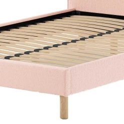 Gepolstertes Bett mit Boucle Bezug in Rosa - Skylab^Wohnen Hot