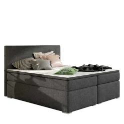 Gepolstertes Bett mit Stoffbezug in Dunkelgrau - Rotrel^Wohnen Discount