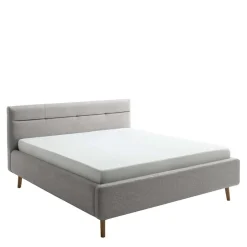 Wohnen Gepolstertes Stauraumbett in Grau Stoff - Puni