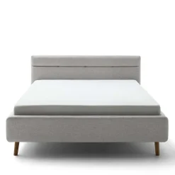 Wohnen Gepolstertes Stauraumbett in Grau Stoff - Puni