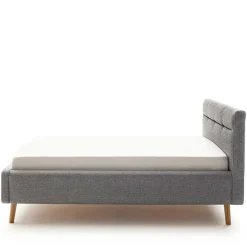 Wohnen Gepolstertes Stauraumbett in Grau Stoff - Puni