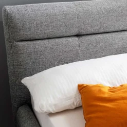 Wohnen Gepolstertes Stauraumbett in Grau Stoff - Puni