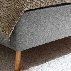 Wohnen Gepolstertes Stauraumbett in Grau Stoff - Puni