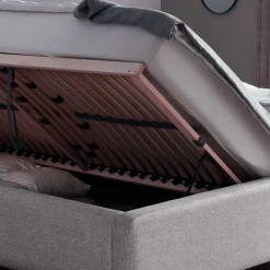 Wohnen Gepolstertes Stauraumbett in Grau Stoff - Puni