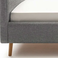 Wohnen Gepolstertes Stauraumbett in Grau Stoff - Puni