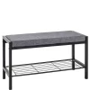 Wohnen Geradlinige Metallbank gepolstert in Schwarz - Deliana
