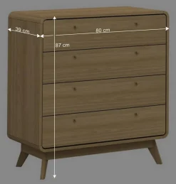 Wohnen Gerundete Kommode mit vier Schubladen - Sophiea