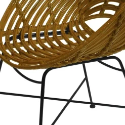 Wohnen Gerundeter Designstuhl aus Rattan Geflecht Natur - Makan
