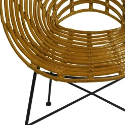 Wohnen Gerundeter Designstuhl aus Rattan Geflecht Natur - Makan