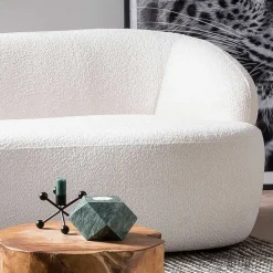 Wohnen Gerundetes Federkern Sofa in Weiß Boucle - Zenya