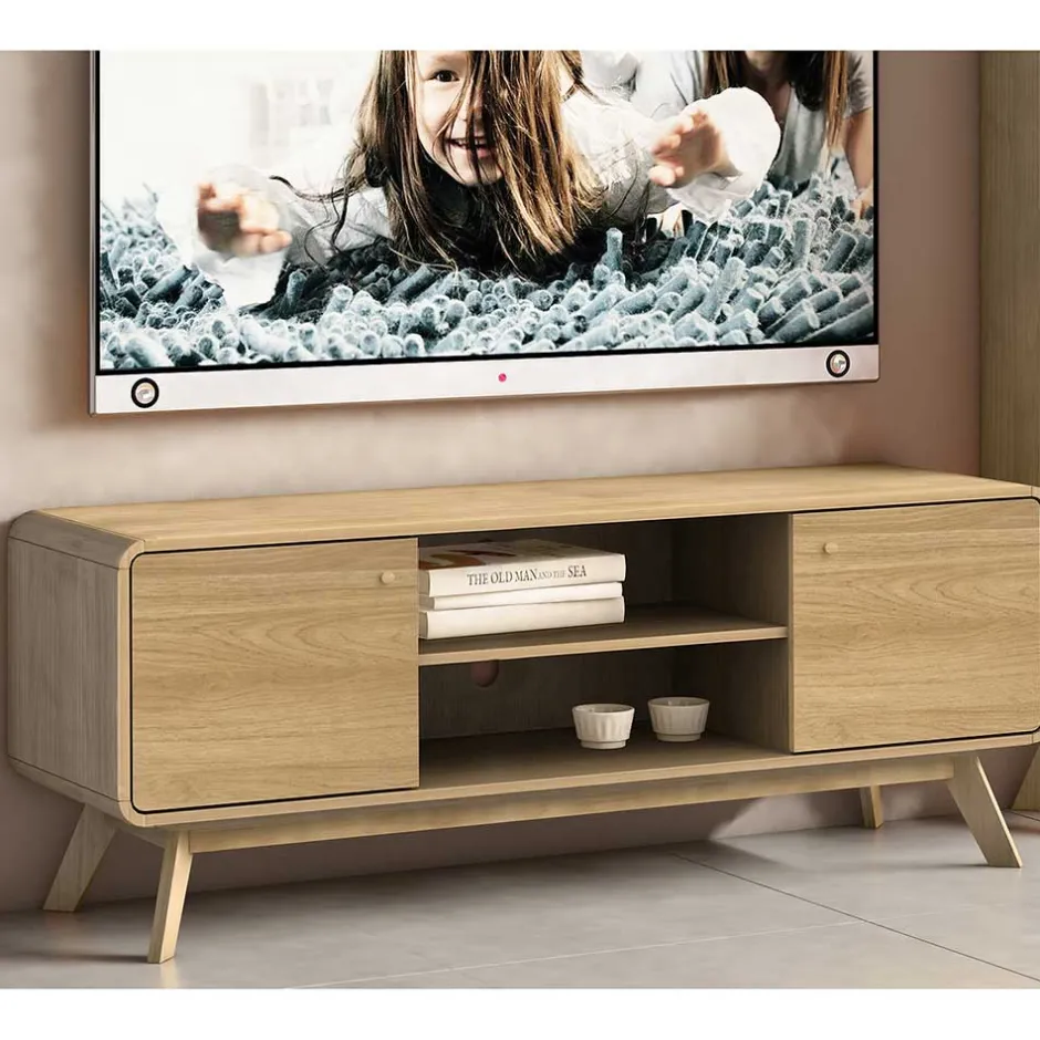 Gerundetes Lowboard in Eiche Optik - Alcuam^Wohnen Clearance