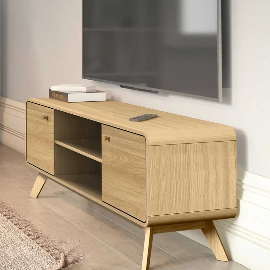 Gerundetes Lowboard in Eiche Optik - Alcuam^Wohnen Clearance