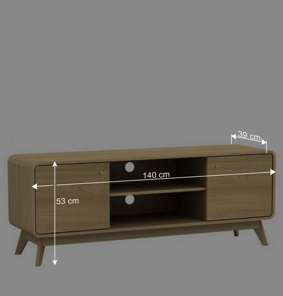 Gerundetes Lowboard in Eiche Optik - Alcuam^Wohnen Clearance