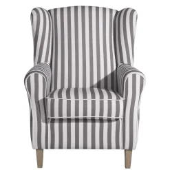 Gestreifter Ohrensessel in Hellbraun und Weiß - Carlovac^Wohnen Sale