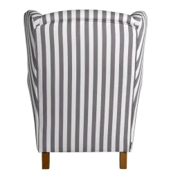 Gestreifter Ohrensessel in Hellbraun und Weiß - Carlovac^Wohnen Sale