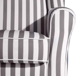 Gestreifter Ohrensessel in Hellbraun und Weiß - Carlovac^Wohnen Sale