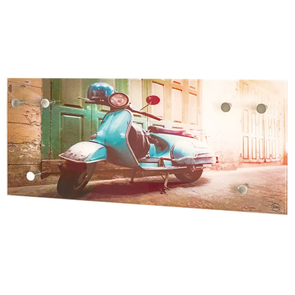 Wohnen Glas Garderobe mit Motorroller Fotodruck - Fleppos