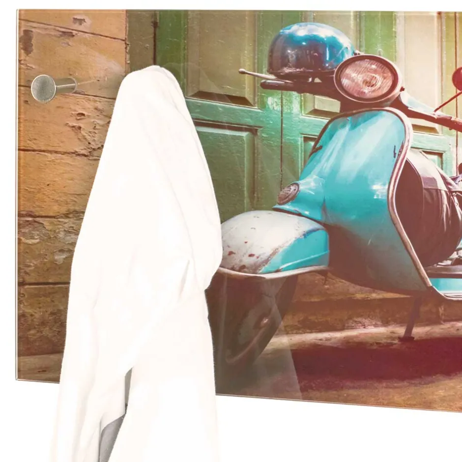 Wohnen Glas Garderobe mit Motorroller Fotodruck - Fleppos