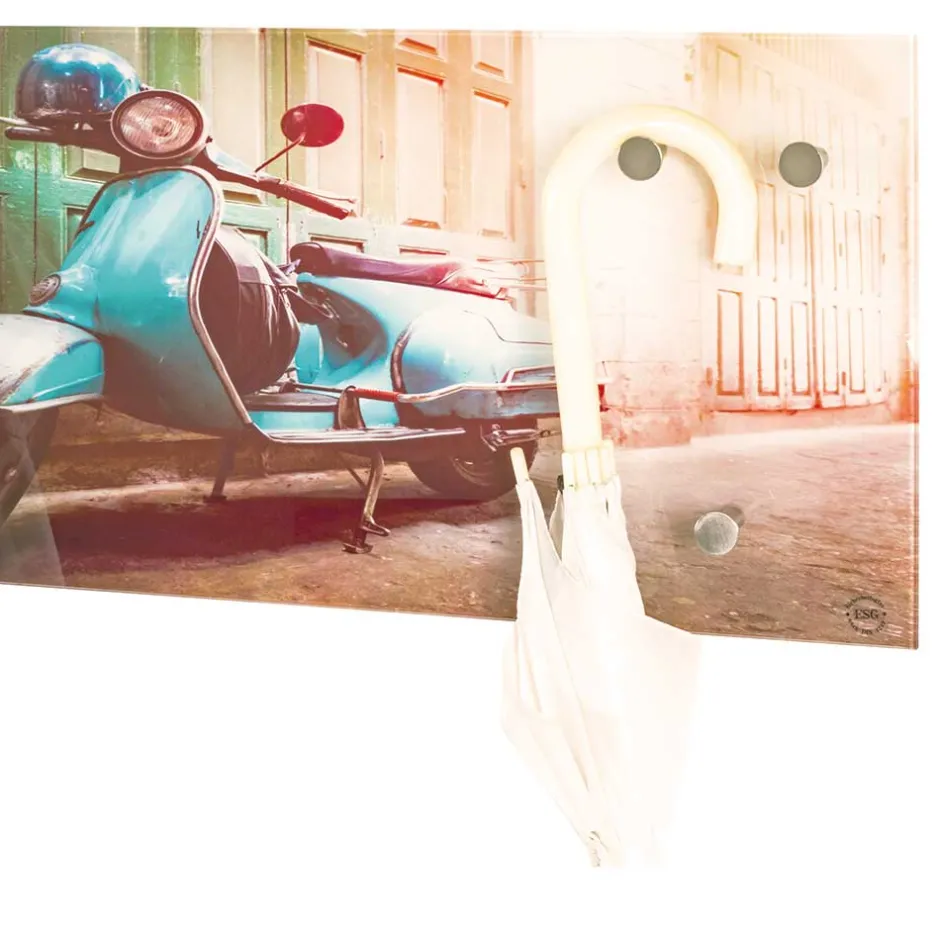 Wohnen Glas Garderobe mit Motorroller Fotodruck - Fleppos