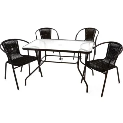 Glas Gartentisch & Tischsessel Set - Sylverta (fünfteilig)^Wohnen Outlet