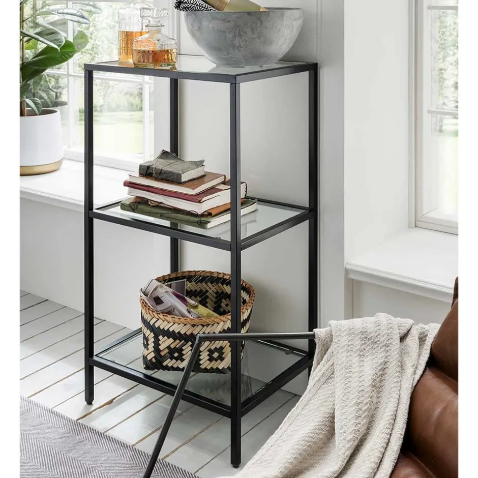 Wohnen Glas Regal mit Metallrahmen - Elegatos