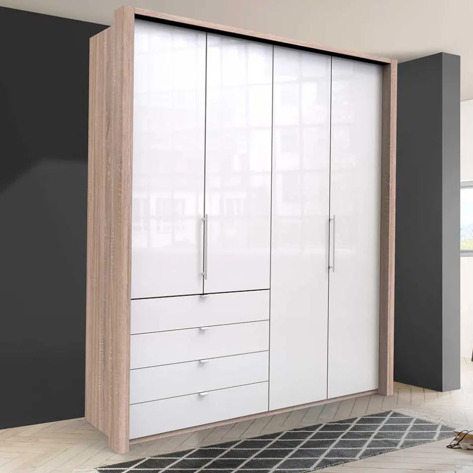 Wohnen Glasbeschichteter Kleiderschrank mit zwei Falttüren - Bosays