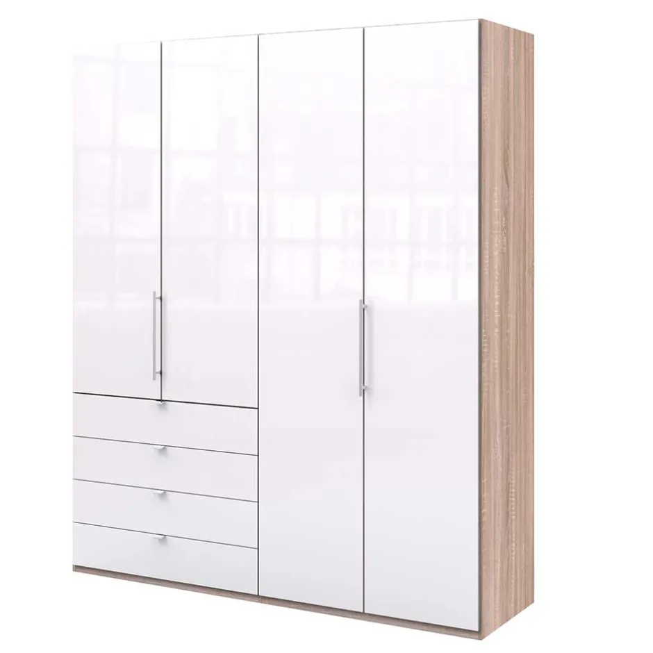 Wohnen Glasbeschichteter Kleiderschrank mit zwei Falttüren - Bosays