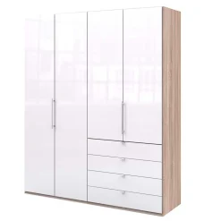 Wohnen Glasfront Kombi-Kleiderschrank in Weiß - Bosays