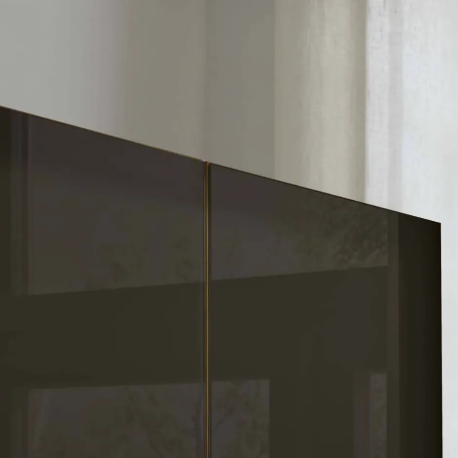 Wohnen Glasfront-Schlafzimmerschrank in Dunkelbraun - Hung