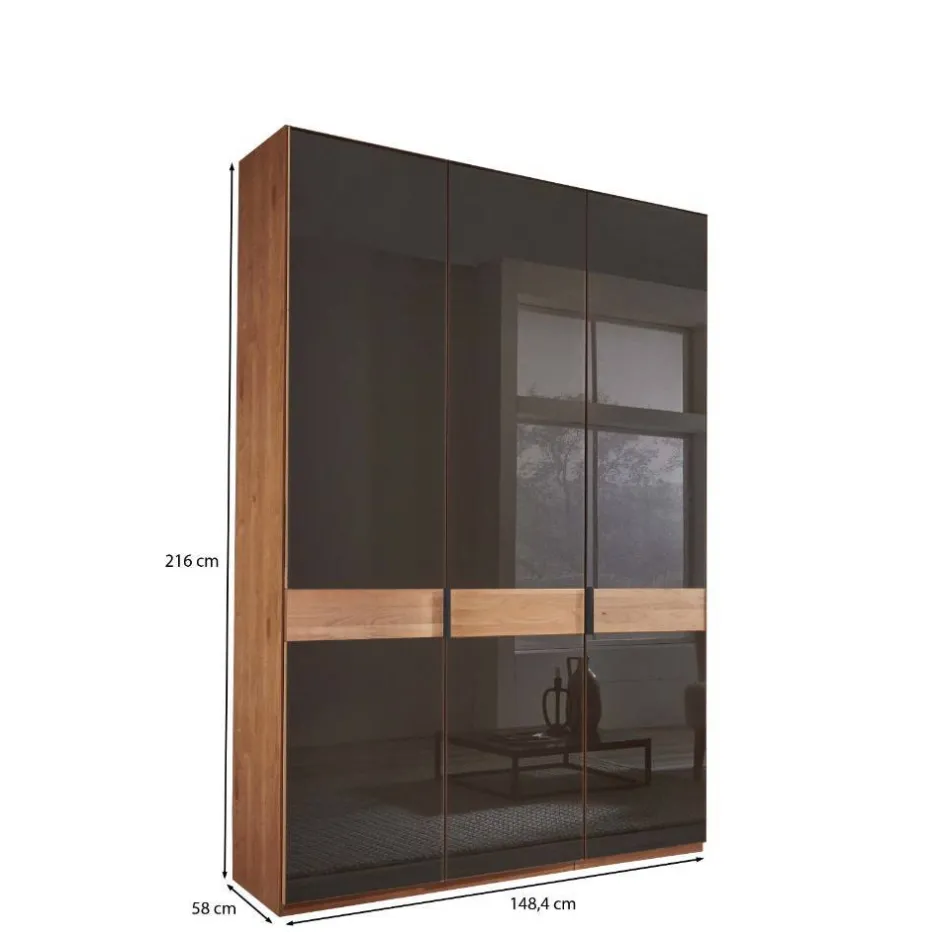 Wohnen Glasfront-Schlafzimmerschrank in Dunkelbraun - Hung