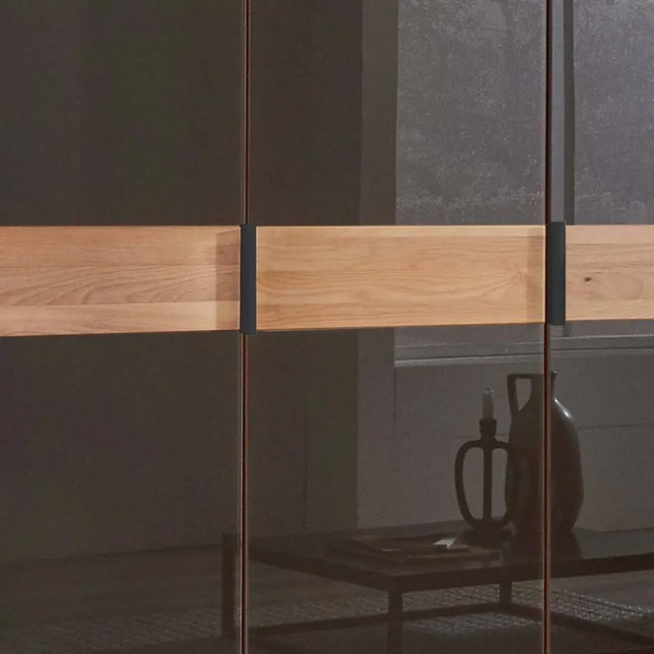 Wohnen Glasfront-Schlafzimmerschrank in Dunkelbraun - Hung