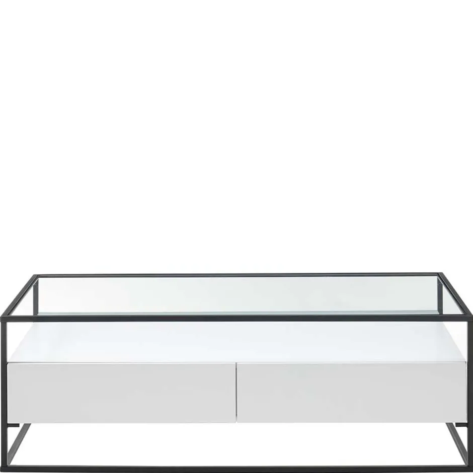 Wohnen Glas-Sofatisch mit zwei Schubladen und Ablage - Nastoria
