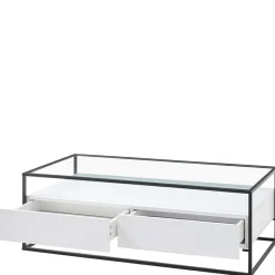 Wohnen Glas-Sofatisch mit zwei Schubladen und Ablage - Nastoria