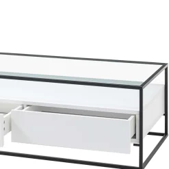 Wohnen Glas-Sofatisch mit zwei Schubladen und Ablage - Nastoria