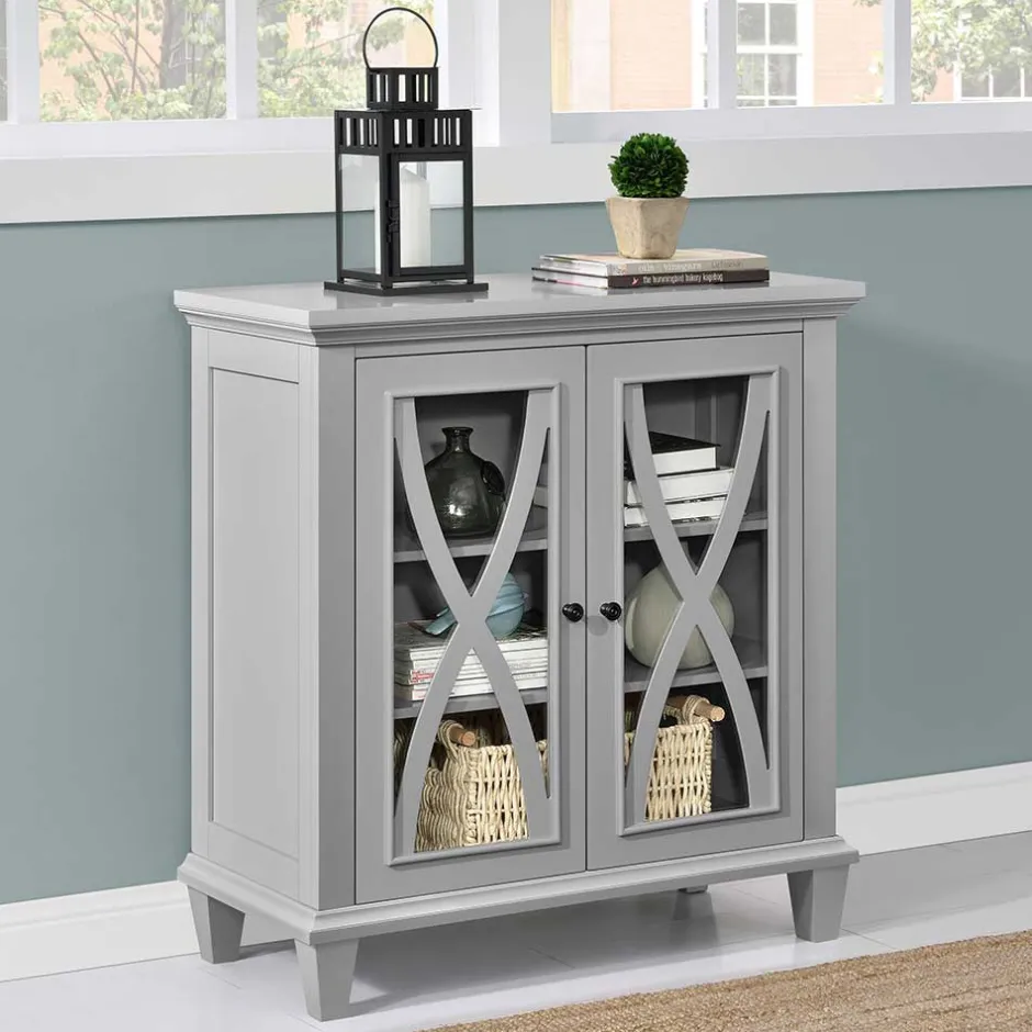 Wohnen Glastüren-Kommode im Vintage Look - Dikono