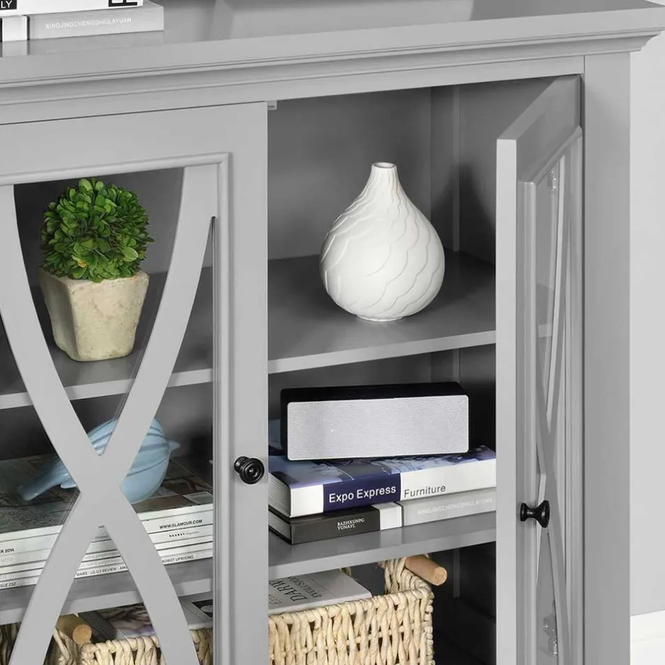 Wohnen Glastüren-Kommode im Vintage Look - Dikono