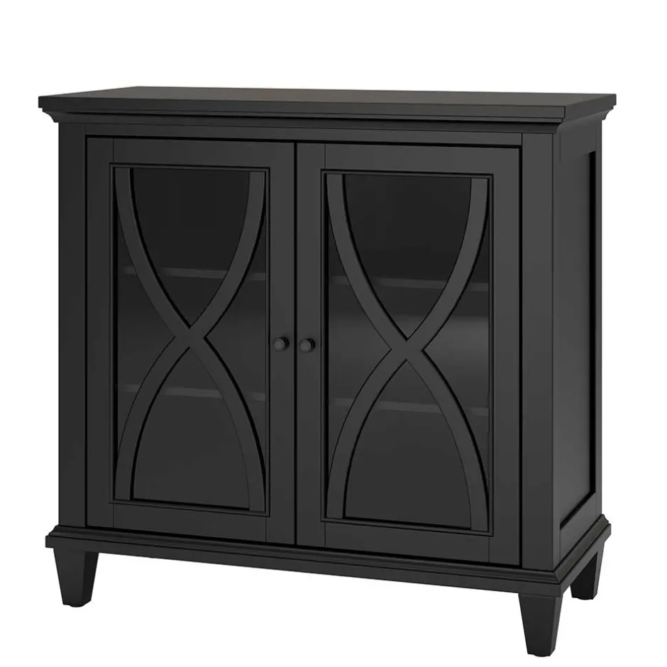 Wohnen Glasvitrine Kommode in Schwarz - Loregrema