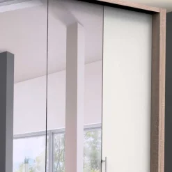 Wohnen Gleittüren-Kleiderschrank in Weiß mit Spiegel - Vaclyn