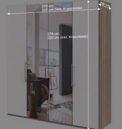 Wohnen Gleittüren-Kleiderschrank in Weiß mit Spiegel - Vaclyn