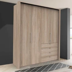 Wohnen Gleittüren-Kleiderschrank mit vier Schubladen - Zayun
