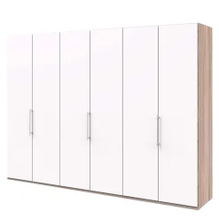 Wohnen Gleittürenschrank in Weiß & Eiche sägerau - Vaclyn