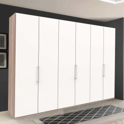 Wohnen Gleittürenschrank in Weiß & Eiche sägerau - Vaclyn