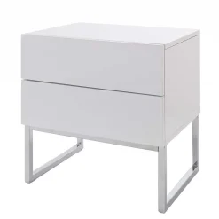 Günstige Design Nachtkommode in Weiß Merin mit Chrom^Wohnen Clearance