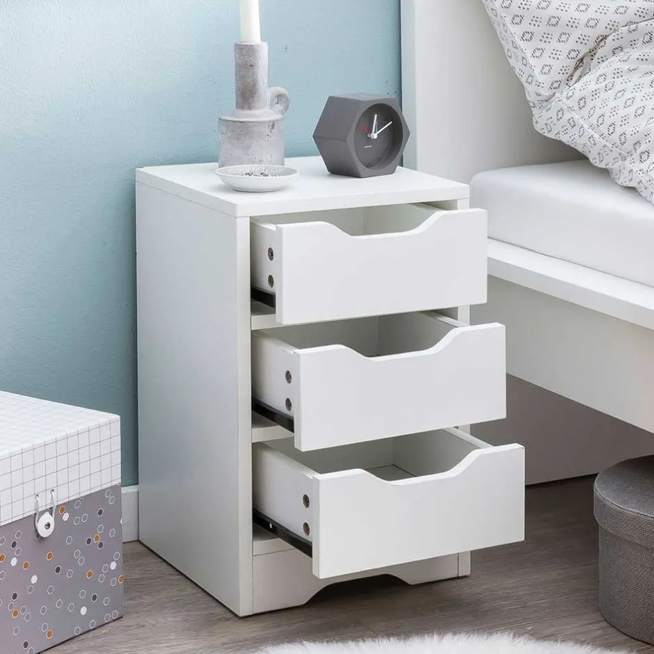 Günstige Nachtkommode mit drei Schubladen - Jian^Wohnen