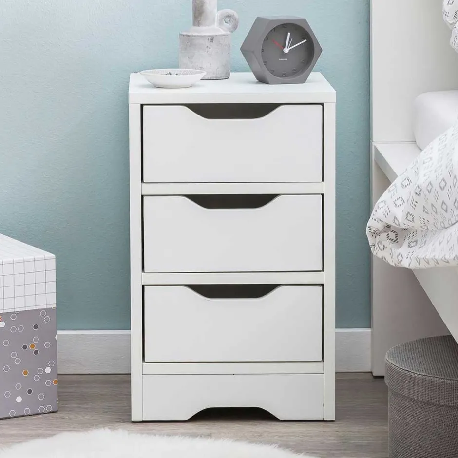 Günstige Nachtkommode mit drei Schubladen - Jian^Wohnen